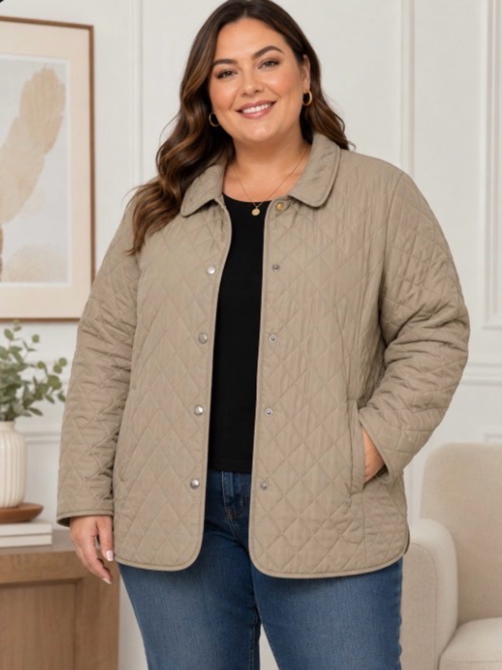Calvin Klein Women's Beige Quilted Lightweight Coat NWOT